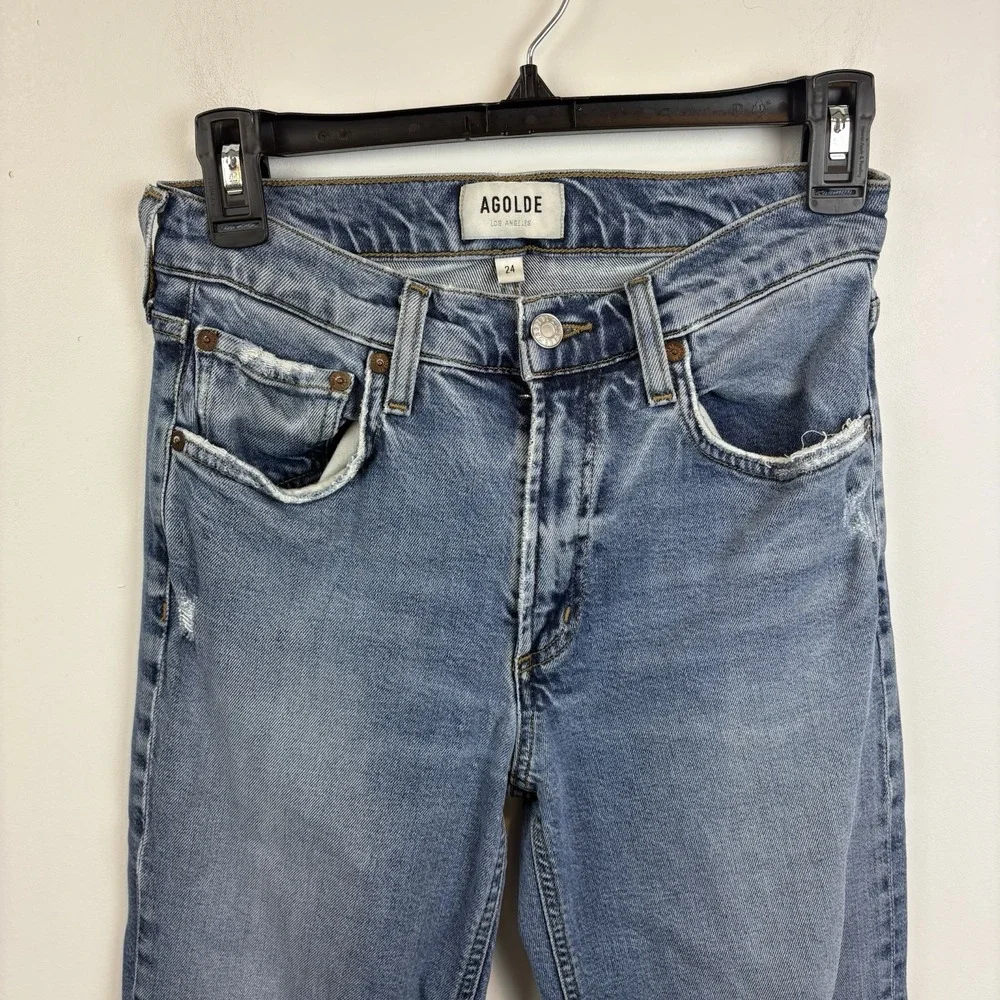 Agolde Distressed Size‎ 24 /0 Mid Rise Straight Crop Jeans  Kye 67640